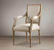 Europe style fashion french upholstered armrest Fabric Dining Chair with wooden legs