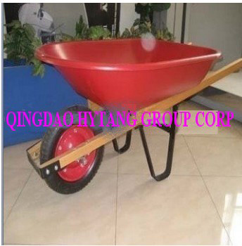 wooden handle 58L plastic tray wheelbarrow with 3.25-8 tyre