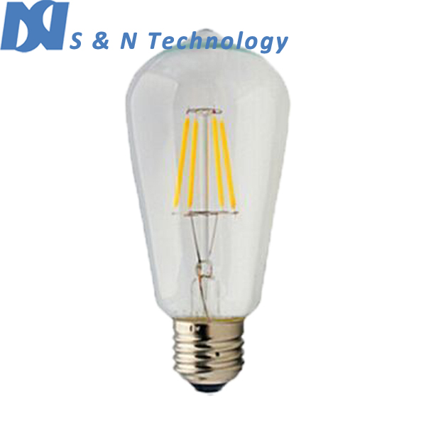New Model! 6W Clear LED Filament Bulb E27 660LM Incandescent bulb replacement