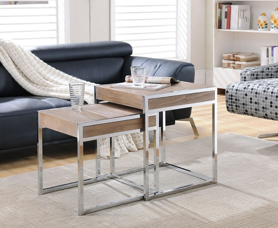 Set of 2 Nesting End Tables/European Style Coffee Table/Nesting Table With Metal /HOMEX_BSCI
