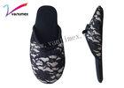 Bowknot silk soft bottom closed toe slippers black fashion , ladies house slippers