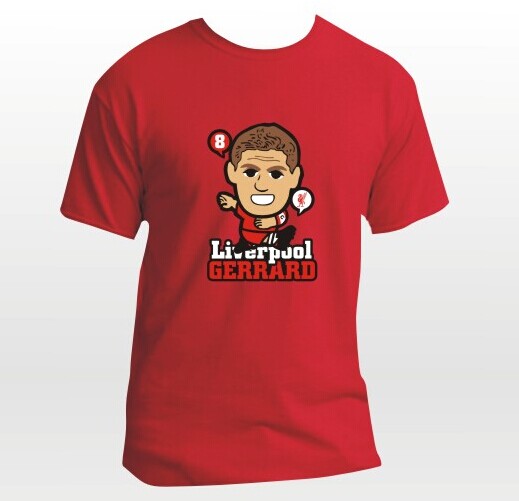 New design 2014-15 season EPL club team liverpool soccer fan Gerrard cartoon t-shirts
