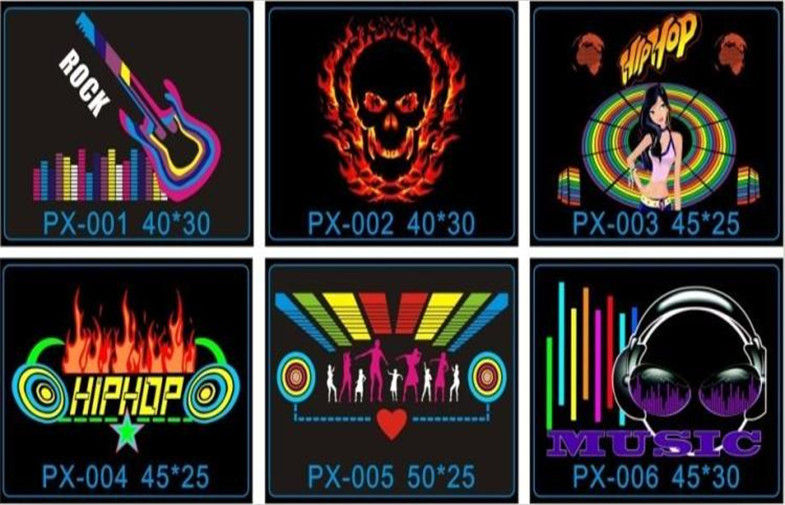 Electroluminescent EL Equalizer Car Sticker Green Yellow Red Blue With Custom Logo