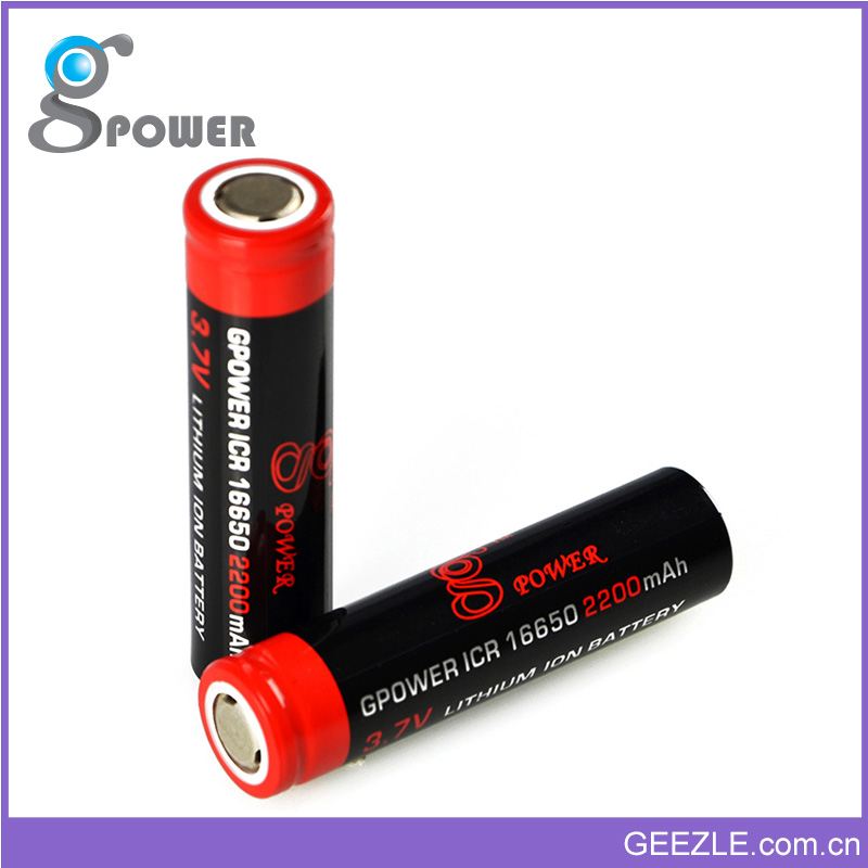 Gpower High Drain ICR 16650 3.7v battery 2200mah Rechargeable li ion 10A Battery