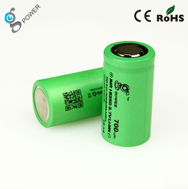 Flat top/button IMR18350 battery 3.7V 700mah rechargeable li ion battery in stock
