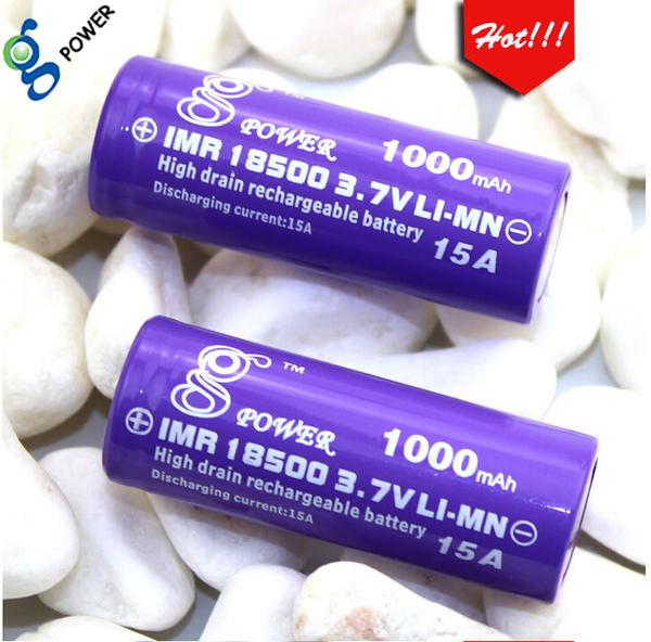 High drain rechargeable Gpower IMR 18500 3.7v 1000 mAh li ion Battery