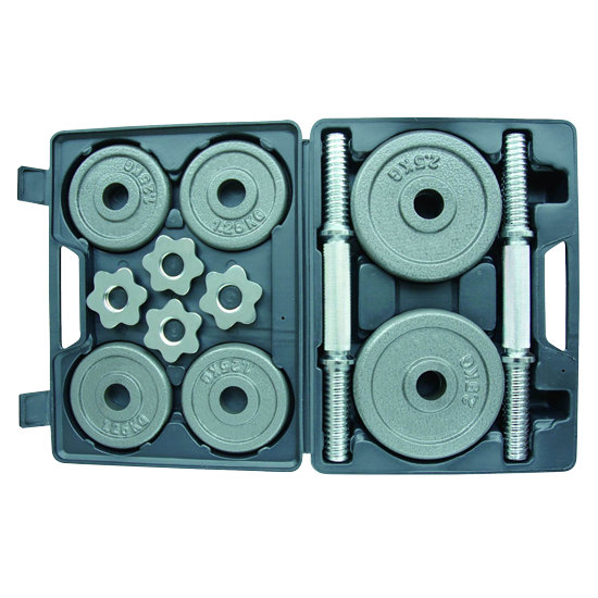 20KG hammertone grey dumbell set with plastic case