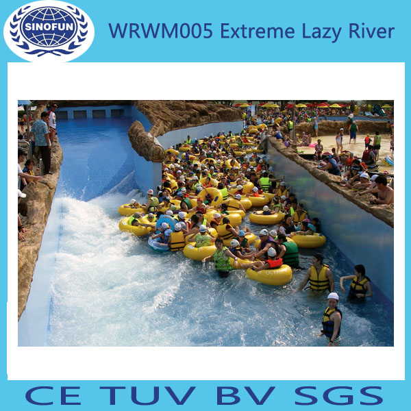 Safe thrilling tide lazy river for water park, artificial river for aqua park, wave river