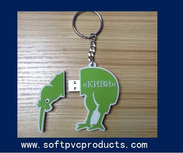 USB Cover Soft PVC / Rubber / Silicone Custom Key Chains for Promotional Gifts