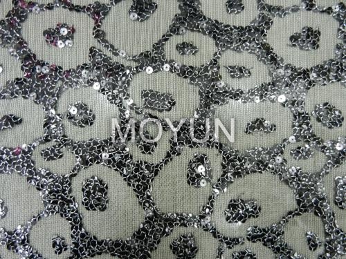 SPIDER MESH WITH 7MM SEQUIN +FOIL EMBROIDERY 50 52& quot;