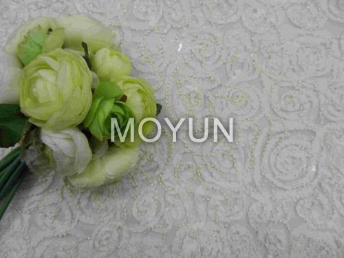POLY MESH WITH TERRY TAPE EMBROIDERY +BEEDS TAPE 50 52& quot;