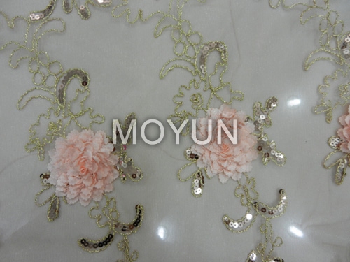 poly mesh with cord embroidery