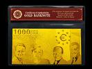 Pure 99.9% GOLD Euro Banknote ?1000 EUROS Bill Banknote Mint In Mylar Sleeve