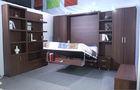Light Walnut Vertical Wall Bed Space Saving With Bookshelf  & Sofa