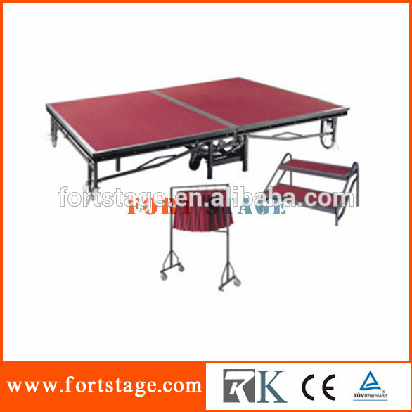 folding stages with aluminum risers 