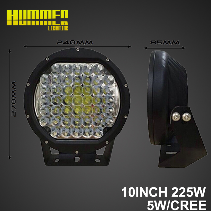 225W SPOT LIGHTS ROUND LED SPOT DRIVING LIGHTS BLACK 10INCH UPGRADED 5W XPG2 Leds led driving work light 