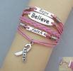 Unique Awareness Breast Cancer Pink Bracelet / Bangle With Debossed Logo