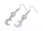 Ladies Stainless Steel Earrings / Silver Hook Earrings , Sun And New Moon Charms Style