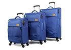 Ultralight Nylon travel luggage set with aluminium retractable trolley and external skate wheels