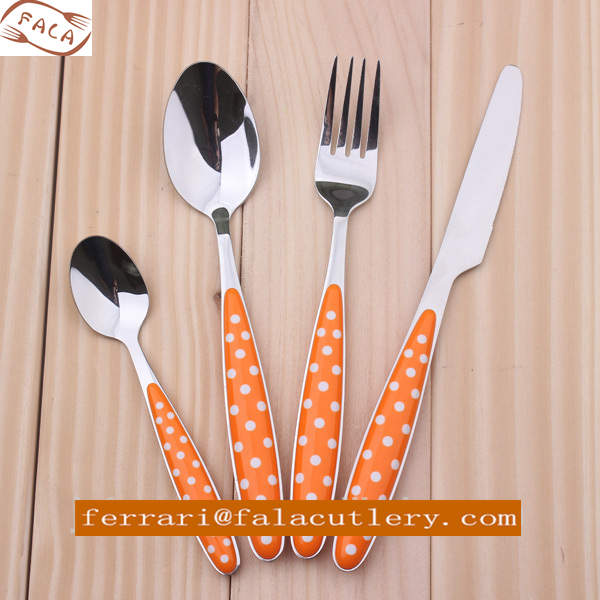 Fashionable Design Polka Dot Colorful Plastic Handle Cutlery