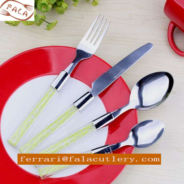 Outdoor Special Design Blue Square Plastic Handle Cutlery