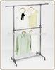 Mobile Steel Stand Metal Clothes Rack with Wheels , Movable Two Layer Clothing Racks