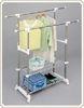 Custom Heavy Duty Double Pole Telescopic Clothes Rack , Metal Clothing Drying Hanger