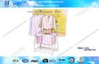 Foldable Stand Clothes Hanger Rack with Double Pole , Mobile Clothing Rack with Wheels