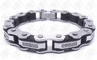 Stainless Steel Bike Chain Bracelets , Black Rubber Bangle CNC Crystals