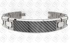 Matte / Brush Ti2 Titanium Magnetic Bracelet with Black Carbon Fibre