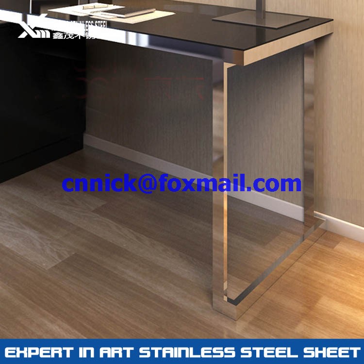 201 304 customized 8k mirror finish stainless steel writing table frame and legs
