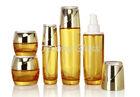 Color-Coating Yellow Cosmetic Glass Bottles ,  Empty Lotion Bottles  With Plastic Pump Cap