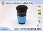 Promotional Gift Porcelain Ceramic?Mug With Silicone Lid , Starbuck Travel Mug