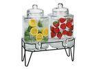 Double glass beverage dispenser with stand , hammered embossing for juicing