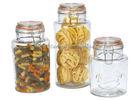 Promotional  Glass Storage Canisters with chromed clamp and airtight  lids food grade