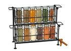 12 pieces small glass  spice jars  with lids on rack , 90ml for home