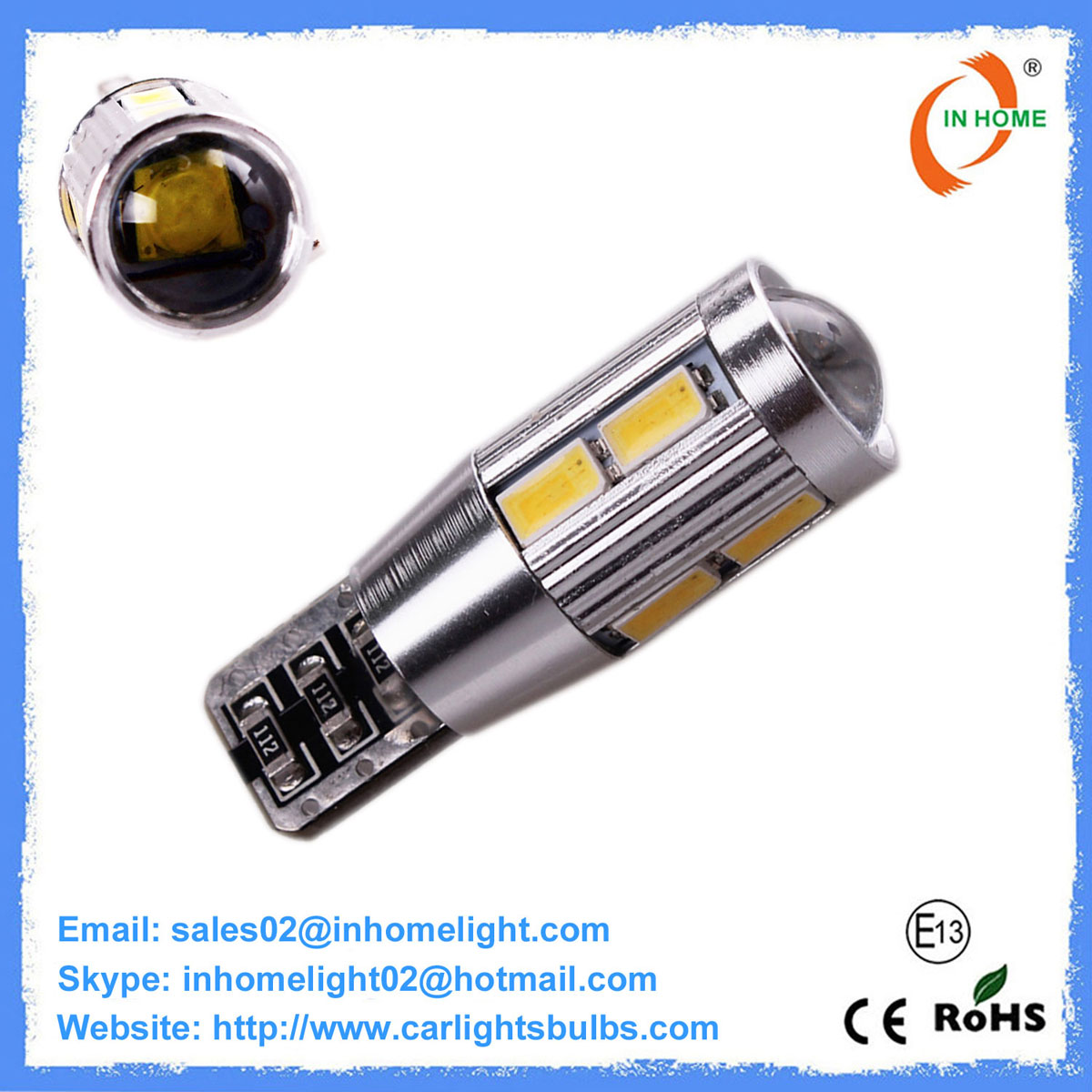 5730 194 Wedge Energy Saving LED Indicator Bulbs Yellow Signal Light