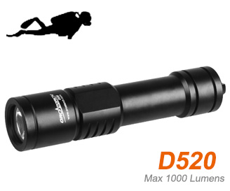 ORCATORCH D520 palm-sized diving light max 1000 lumens