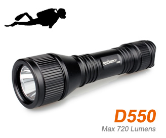 OrcaTorch D550 Tail Magnetic Controlled diving light max 720 lumens