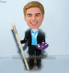 Personalized Painter With Pigment And Brush Pen Bobblehead