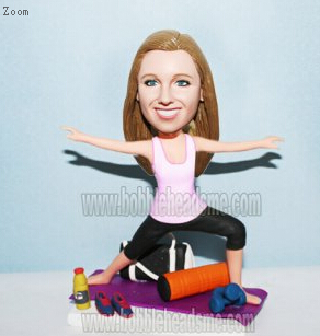 Personalized Yoga Post Woman On The Mat Bobblehead Doll