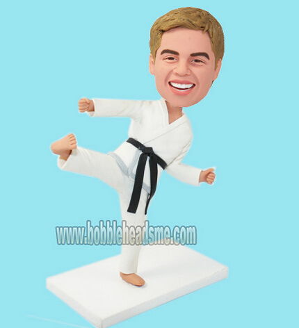 Child Karate Punching One Leg Custom Bobblehead