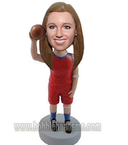 Customized Female Basketball Player Raise The Ball Bobblehead