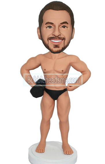 Custom bobblehead doll Shirtless Muscle Man With A Dumbbell