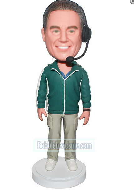 Customized bobblehead Male Referee With A Headset