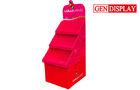 Retail 3 Trays Cardboard Display Stand Red For Candy Promotion