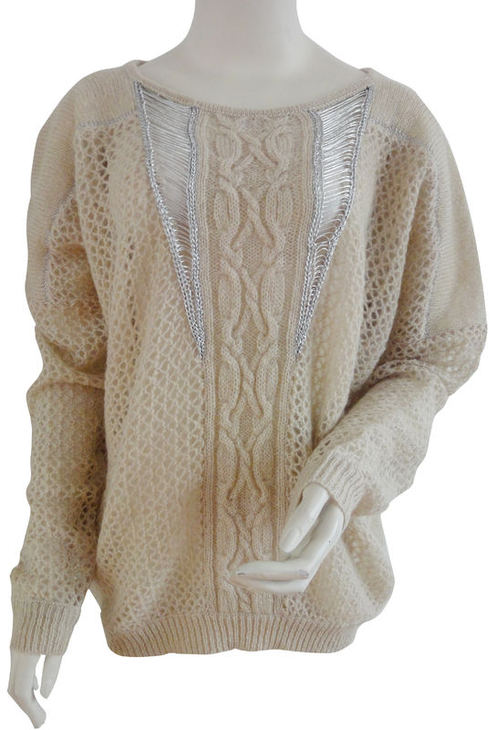 Womens fashionable clothing , ladies pullover sweaters with center front cable designs