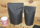 Coffee Bean Black Doypack Bags , Zipper Kraft Stand Up Food Pouches