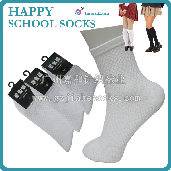 Summer thin mesh cotton school socks supplied from professional student socks manufacture