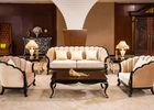 Classiccal Wood Beige Fabric Hotel Lobby Sofa , Brown Leisure Sofa Set